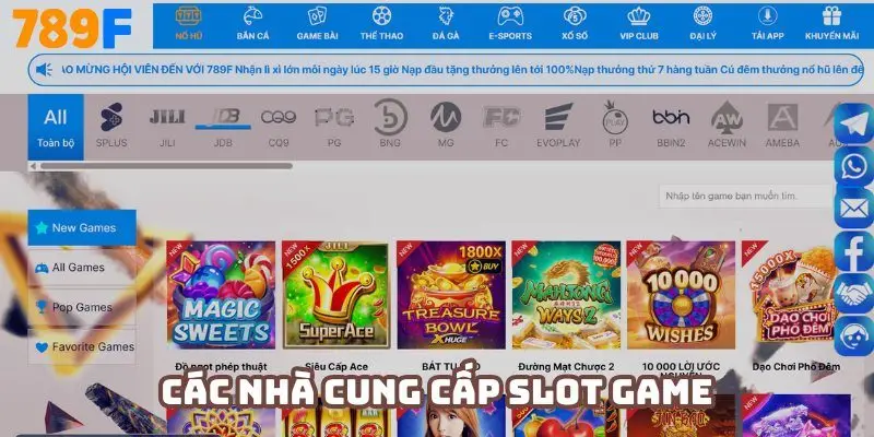 Khám phá các nhà cung cấp slot game hàng đầu tại 789F