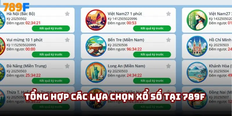 Tổng hợp các lựa chọn xổ số tại 789F